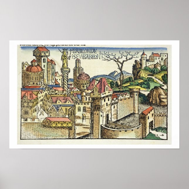 Aussicht auf die antike Stadt Babylon, vom Nure Poster (Vorne)