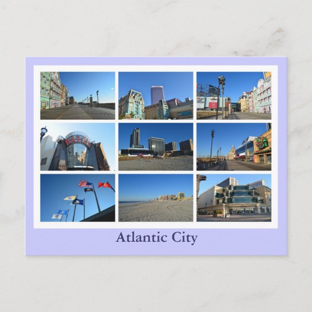Aussicht auf die atlantische Stadt Postkarte (Vorderseite)