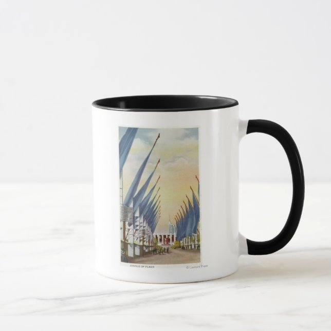 Aussicht auf die Avenue of Flags, Weltmesse 1934 Tasse (Rechts)