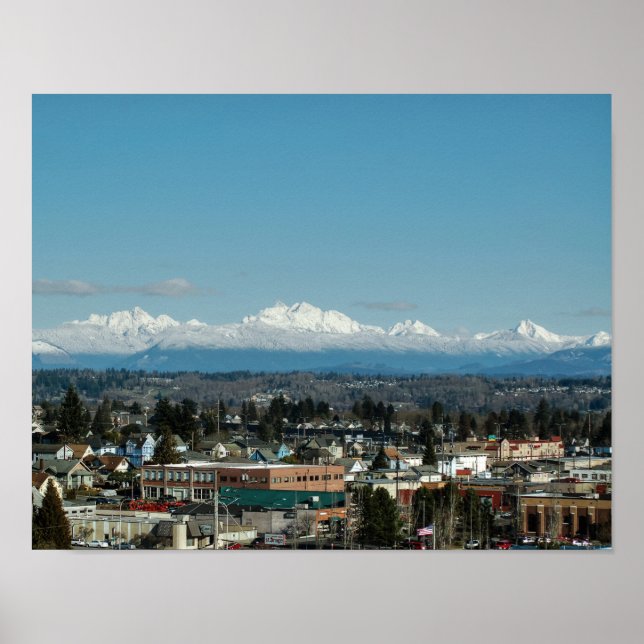 Aussicht auf die Bergkette von Everett, WA Poster (Vorne)