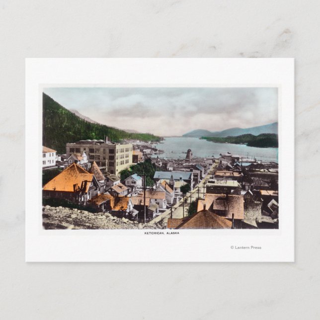 Aussicht auf die Bucht von der Stadt Ketchikan, AK Postkarte (Vorderseite)