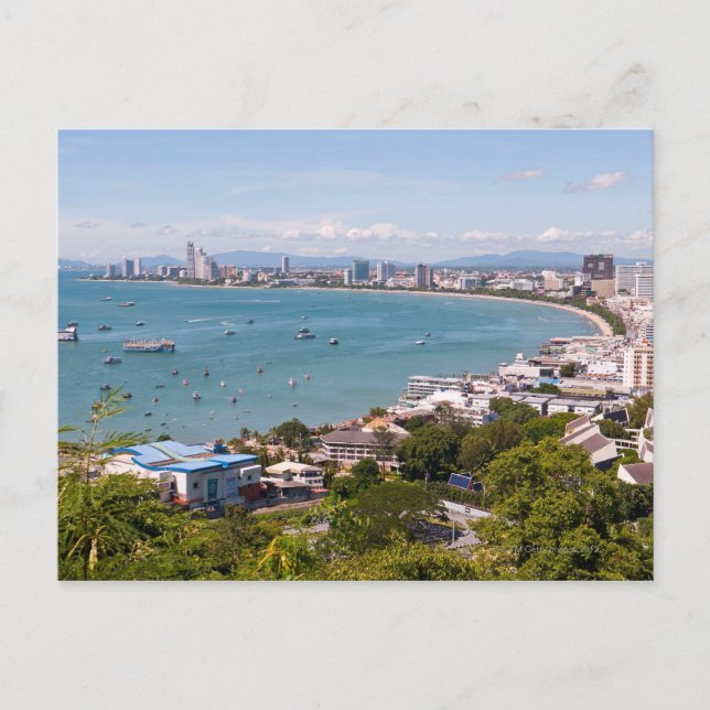 Aussicht auf die Bucht von Pattaya. Postkarte (Vorderseite)