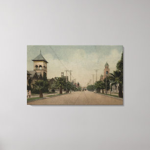 Aussicht auf die Cajon Street mit vier Kirchen Leinwanddruck