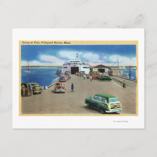 Aussicht auf die Fähre am Pier Postkarte (Vorderseite)