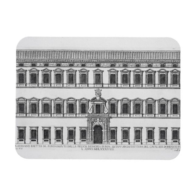 Aussicht auf die Fassade des Lateran Palace, Rom,  Magnet (Horizontal)