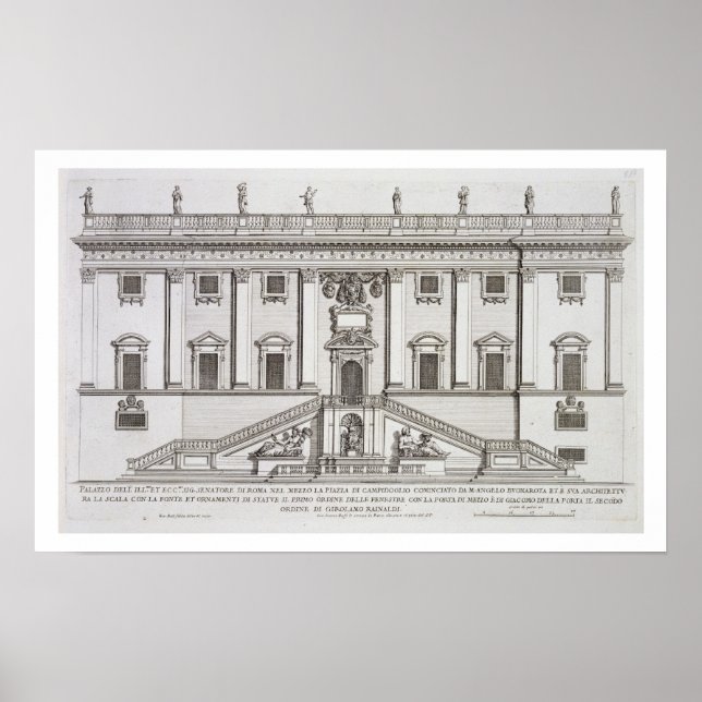 Aussicht auf die Fassade des Palazzo Senatorio auf Poster (Vorne)