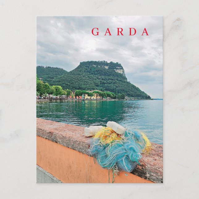 Aussicht auf die Fischernetze des Gardasees auf Po Postkarte (Vorderseite)