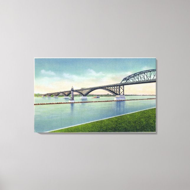 Aussicht auf die Friedensbrücke über Niagara Leinwanddruck (Vorderseite)