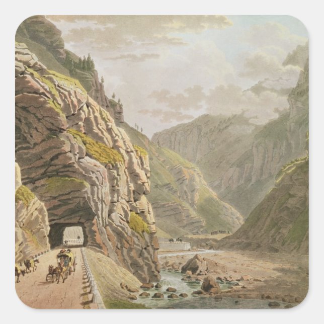 Aussicht auf die Galerie d'Algaby bei der Walliser Quadratischer Aufkleber (Vorderseite)