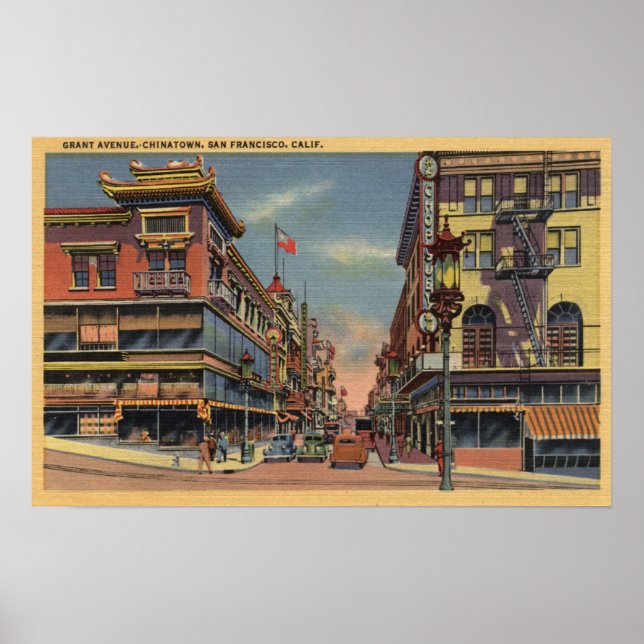 Aussicht auf die Grant Avenue, Chinatown Poster (Vorne)