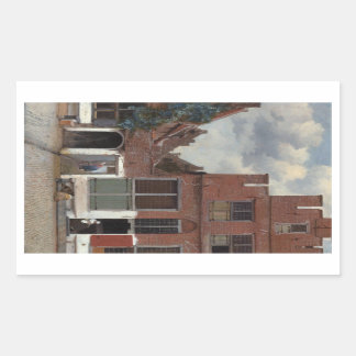 Aussicht auf die Häuser in Delft The Little Street Rechteckiger Aufkleber