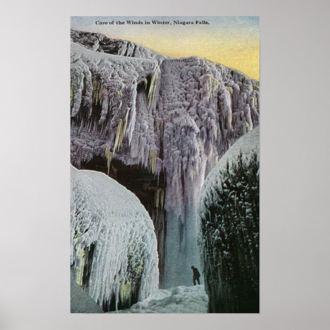 Aussicht auf die Höhle des Windes im Winter Poster (Vorne)