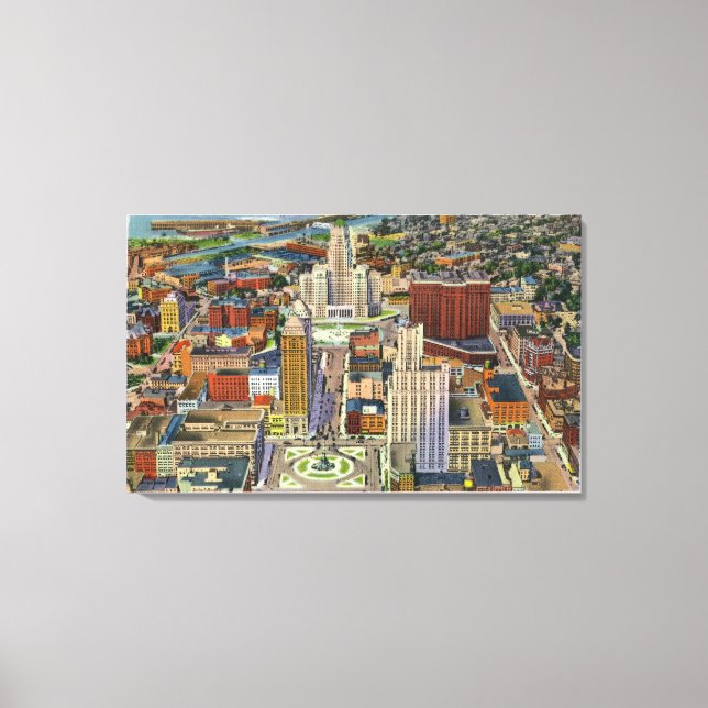Aussicht auf die Innenstadt und das Stadtzentrum Leinwanddruck (Vorderseite)