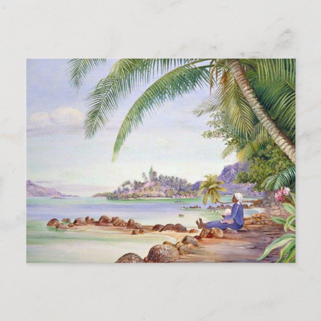 Aussicht auf die Insel Round Island, Gemälde von M Postkarte (Vorderseite)
