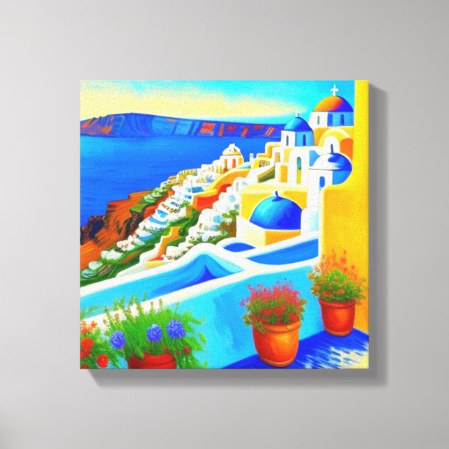 Aussicht auf die Insel Santorini Leinwanddruck (Vorderseite)