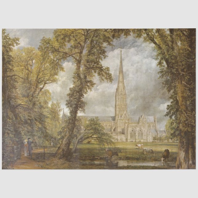 Aussicht auf die Kathedrale von Salisbury (von Joh Seidenpapier (Vorderseite)