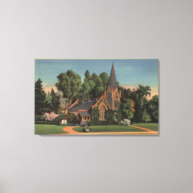 Aussicht auf die kleine Kirche der Blume Leinwanddruck (Vorderseite)