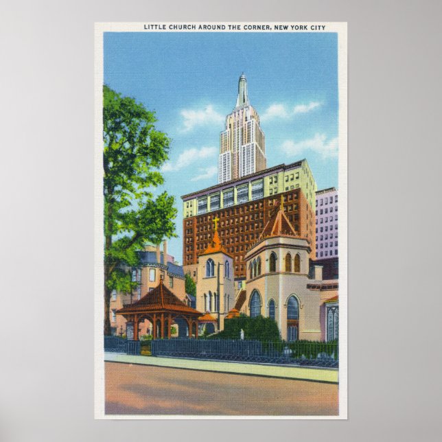 Aussicht auf die kleine Kirche Poster (Vorne)