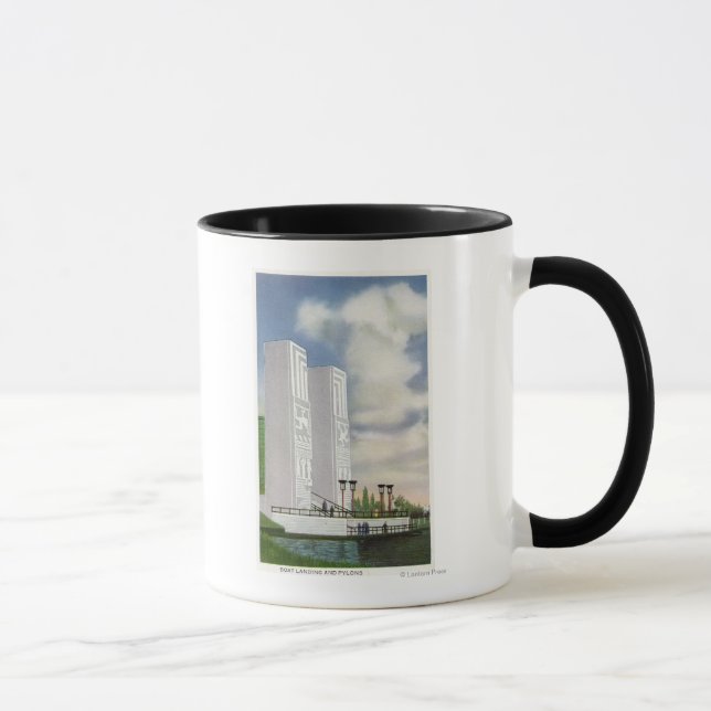 Aussicht auf die Landung und die Pylonen Tasse (Rechts)