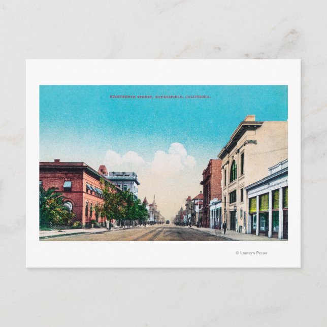 Aussicht auf die neunzehnte StreetBakersfield, CA Postkarte (Vorderseite)