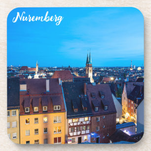 Aussicht auf die Nürnberger Altstadt in der Nacht Getränkeuntersetzer