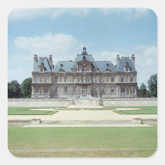 Aussicht auf die Ostfassade des Chateau de Maisons Quadratischer Aufkleber (Vorderseite)