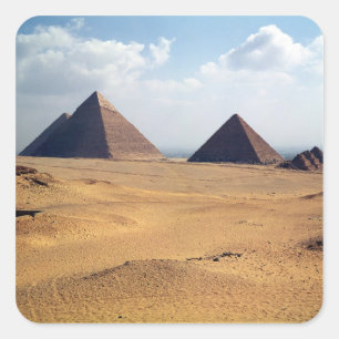 Aussicht auf die Pyramiden von Cheops Quadratischer Aufkleber
