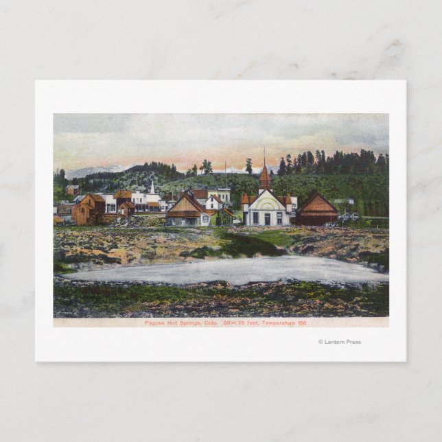 Aussicht auf die Quellen und die Stadt Postkarte (Vorderseite)
