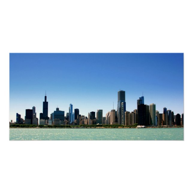 Aussicht auf die Skyline von Chicago am Lake Michi Poster (Vorderseite)