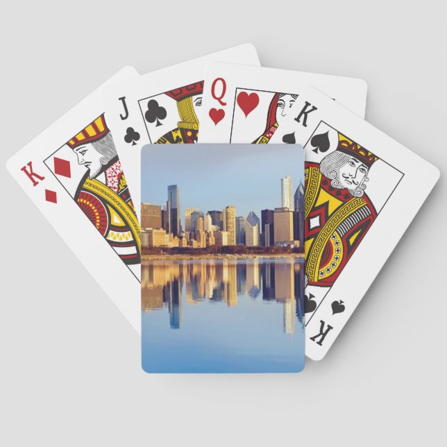 Aussicht auf die Skyline von Chicago mit Reflexion Spielkarten (Rückseite)