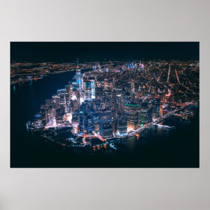 AUSSICHT AUF DIE STADT GEBÄUDE WÄHREND DER NACHT POSTER