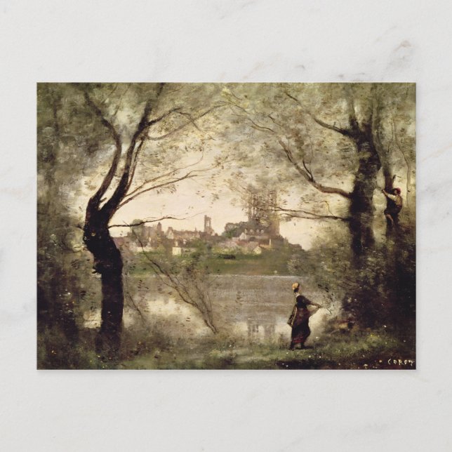 Aussicht auf die Stadt und den Dom von Mantes Postkarte (Vorderseite)