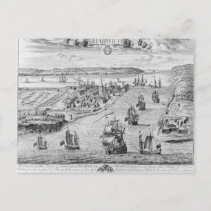 Aussicht auf die Stadt und den Hafen von Harwich Postkarte