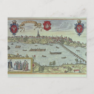Aussicht auf die Stadt Warschau am Fluss Vistul Postkarte
