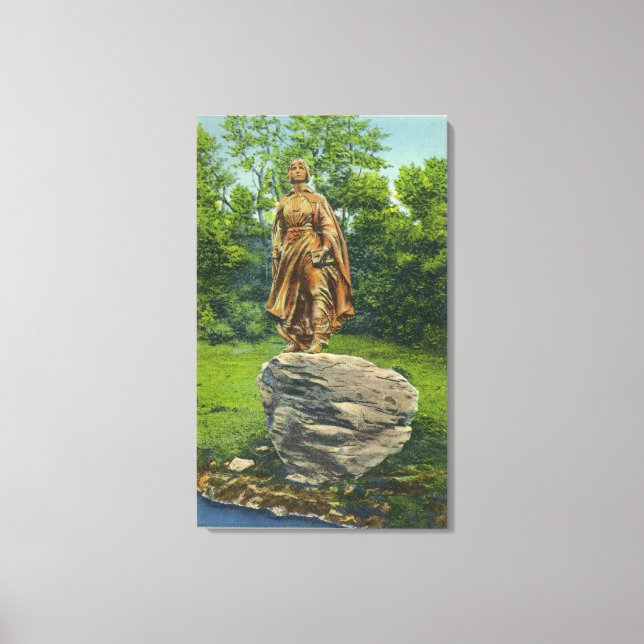 Aussicht auf die Statue Pilgrim Maiden Leinwanddruck (Vorderseite)