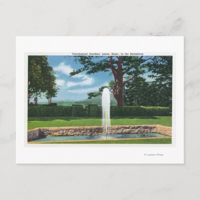 Aussicht auf die Tanglewood Gardens und den Brunne Postkarte (Vorderseite)