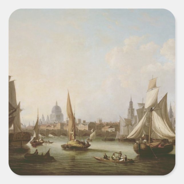 Aussicht auf die Themse Quadratischer Aufkleber (Vorderseite)
