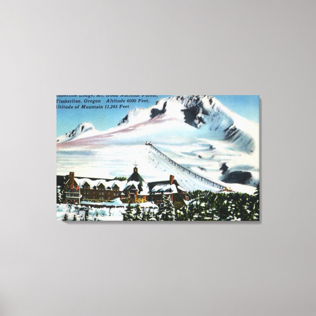Aussicht auf die Timberline Lodge, Mt Hood im Wint Leinwanddruck (Vorderseite)