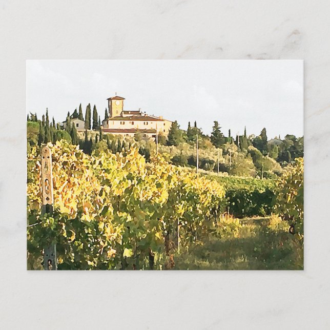 Aussicht auf die Toskana Chianti Weinroute Mendris Postkarte (Vorderseite)