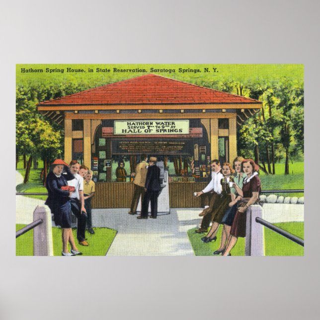 Aussicht auf die Touristen im Hathorn Spring House Poster (Vorne)