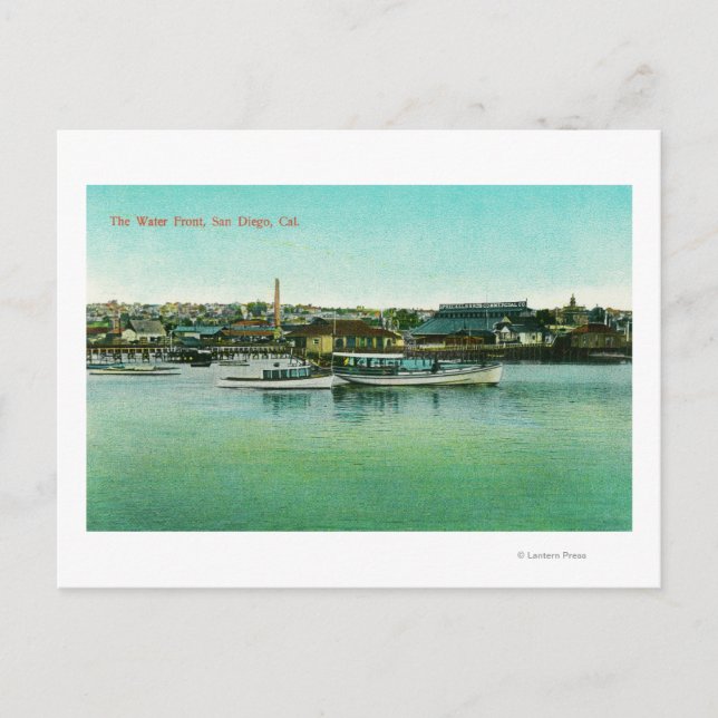 Aussicht auf die Wasserfront San Diego, CA Postkarte (Vorderseite)