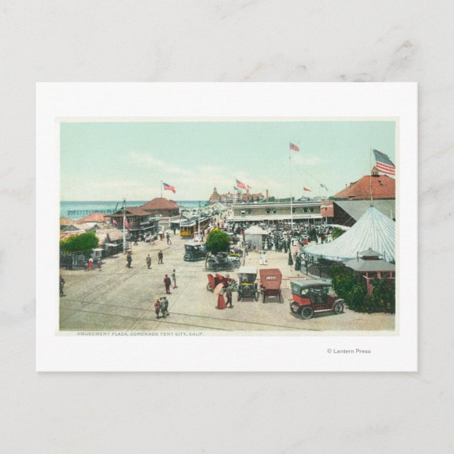 Aussicht auf die Zeltstadt und den Freizeitplatz Postkarte (Vorderseite)