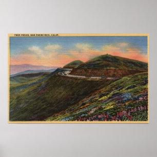 Aussicht auf die Zwillingsspitzen und Autobahn Poster