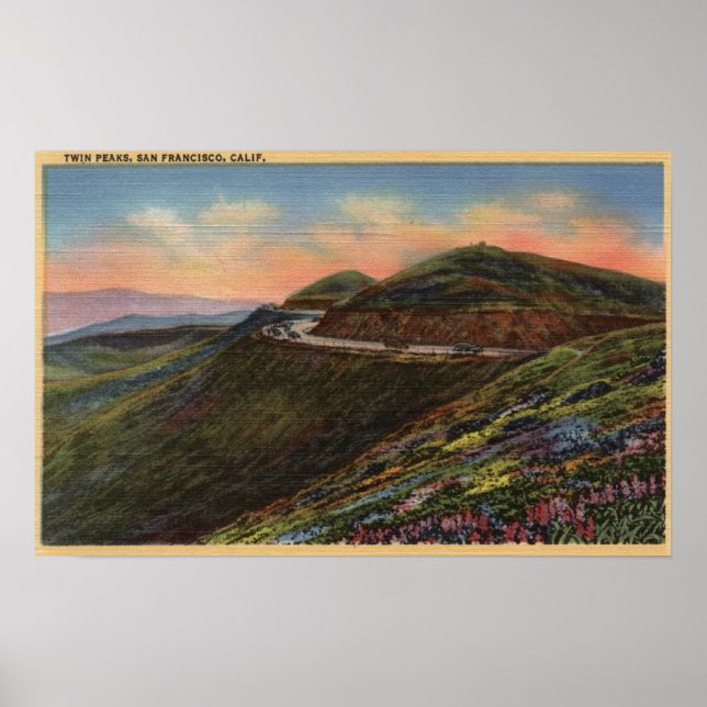 Aussicht auf die Zwillingsspitzen und Autobahn Poster (Vorne)