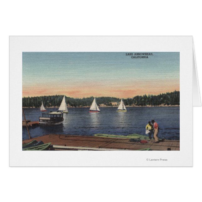 Aussicht auf Dock, See und Segelboote (Vorderseite (Horizontal))