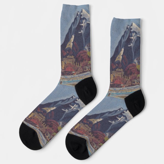 Aussicht auf Dolný Kubín von Arnold Peter Weisz Socken (Linkes Detail)