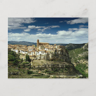 Aussicht auf Dorf, Villarluengo, Aragon, Spanien i Postkarte