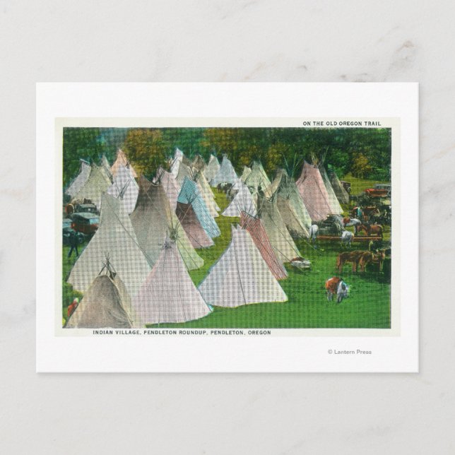 Aussicht auf ein indisches Dorf und Pendleton Postkarte (Vorderseite)