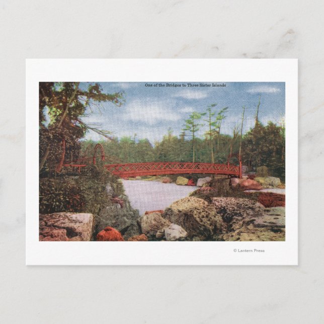 Aussicht auf eine Brücke zu den drei Schwesterinse Postkarte (Vorderseite)