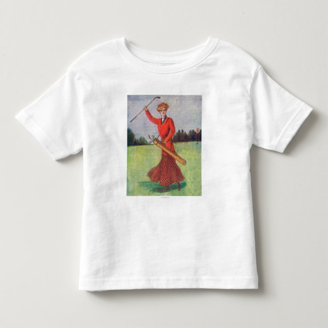 Aussicht auf eine Frau im Roten Golfing Kleinkind T-shirt (Vorderseite)